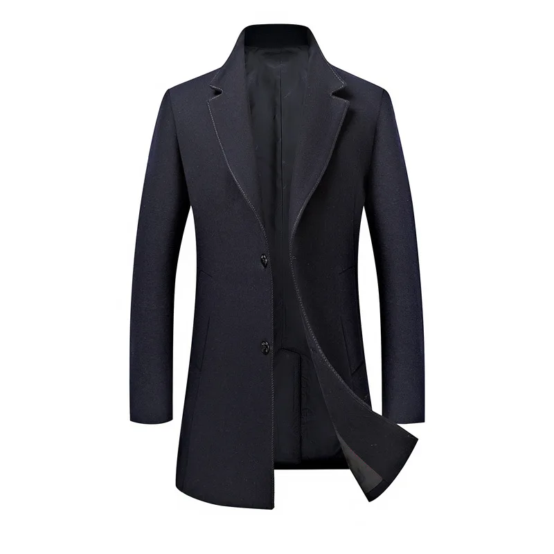 Для мужчин; шерстяное пальто Для мужчин Slim Fit Бизнес Тренч Повседневное шерстяное пальто для зимы модная мужская куртка-ветровка