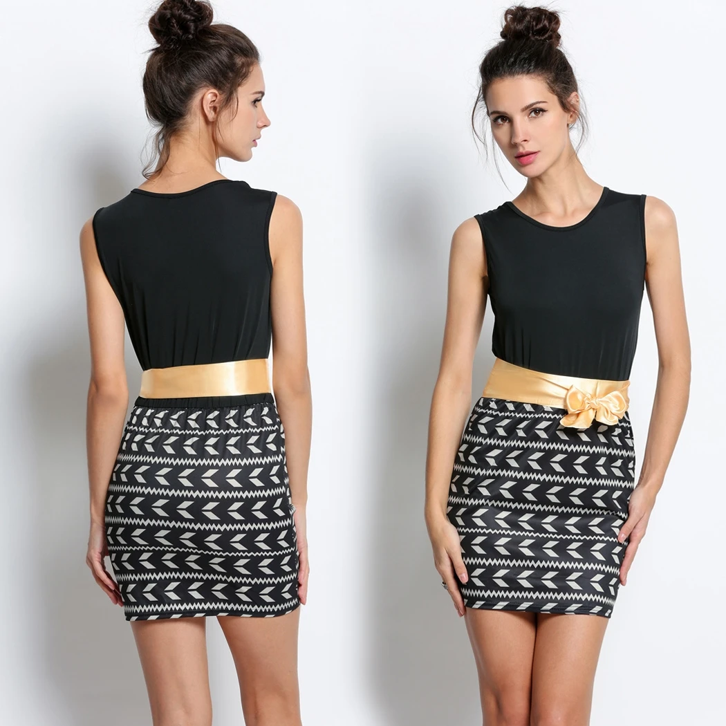 2017 Women Women'S Belt Beach Bodycon Sundress Long Randomly Sleeveless