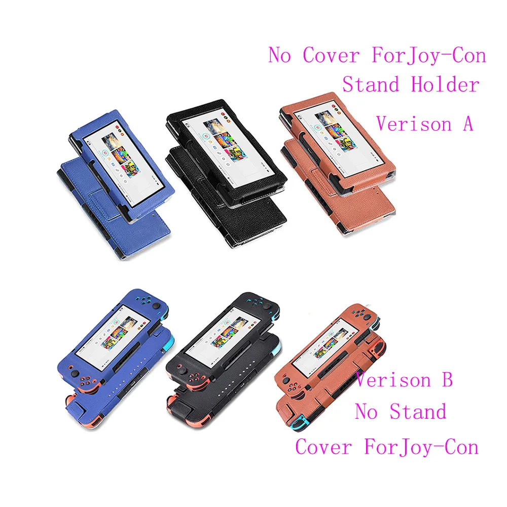 

10PCS Light-Weight PU Leather Skin Cover Case Stand For Nintendo Switch Console Joy-Con Protective Case