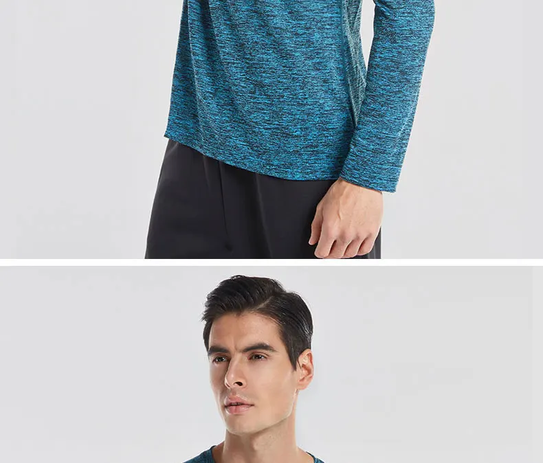 VANSYDICAL Running T-shirt Men Quick Dry Running Long Sleeve Shirt for Jogging Fitness Gym Training Tops Cycling Jersey kelme XL 23