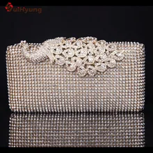 Neue frauen Kupplungen Luxus-seitig Voller Diamanten Pfau Schnalle Abendtasche Strass Hochzeit Handtasche Umhängetasche