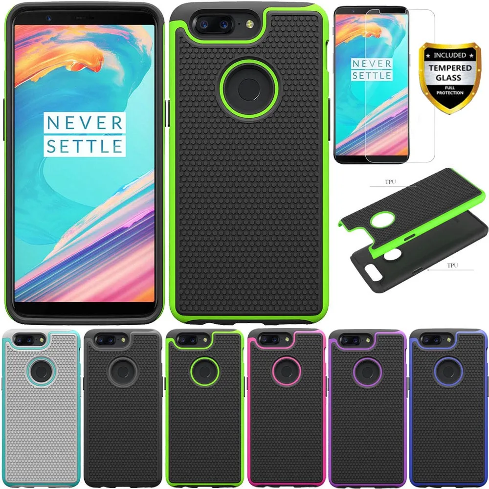2in1 Heavy Duty Hybrid Rugged Case With Tempered Glass Screen Protector Shockproof Phone Cover For Oneplus 5T Oneplus5t A5010 | Мобильные