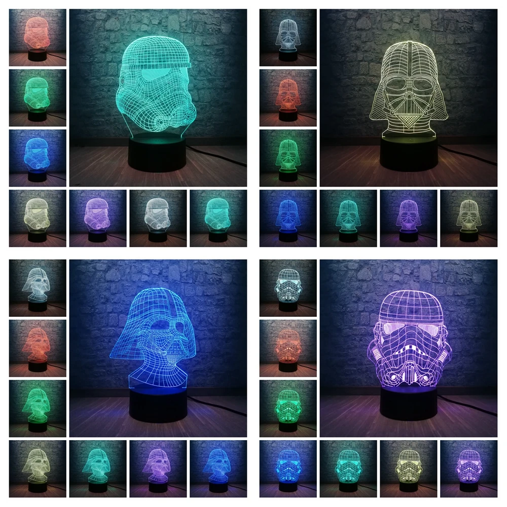 

Star War Superhero Figure 3D LED Lamp Multicolor RGB Bulb Battery Powered Night Light Teen Room Decorative Kid Xmas Gift Toy
