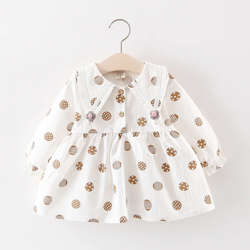 

Dot Flower Baby Girls Dress 2019 New Arrival Casual Newborns Dresses Long Sleeve Spring Autumn Infant Costume Baby Clothing