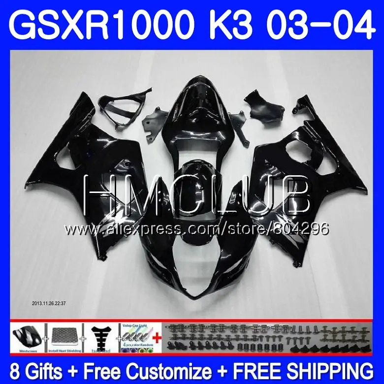 

Factory black Body For SUZUKI GSXR-1000 GSXR1000 03 04 Bodywork 32HM.8 GSX-R1000 GSX R1000 03 04 K3 GSXR 1000 2003 2004 Fairing