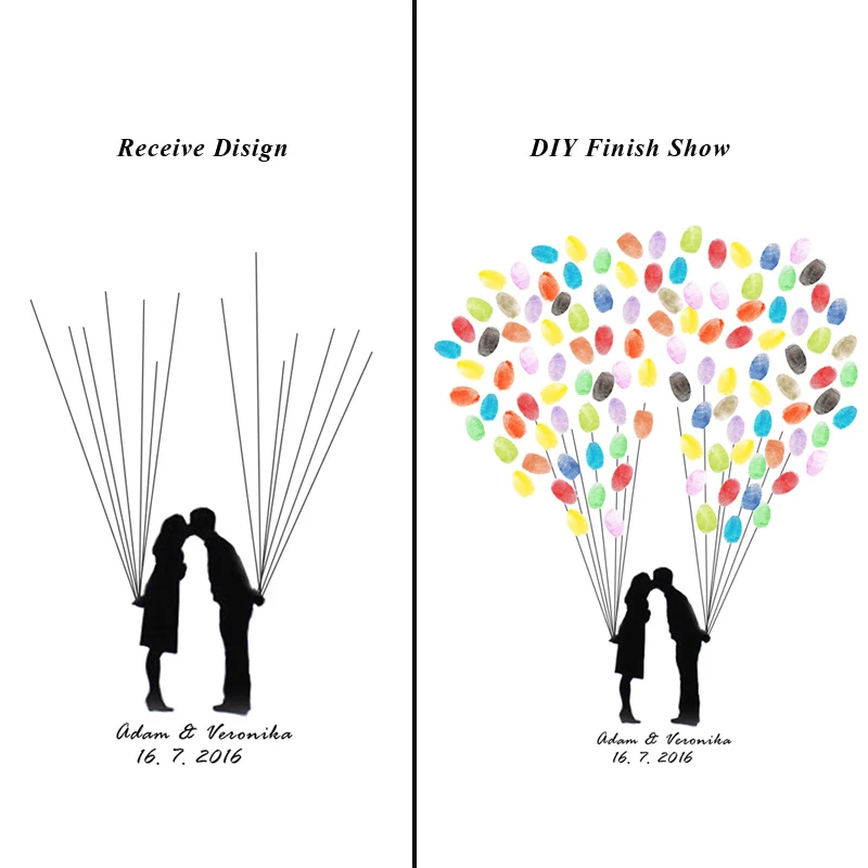DIY Свадебные украшения отпечатков пальцев Подпись Гостевая книга брак украшения невеста жених свадебный торт и inkpads холст вывески - Цвет: HK007