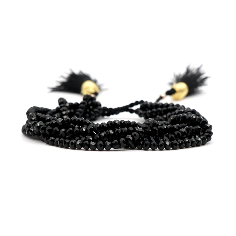 

JOYE Bohemian jewelry crystal bracelet red black bead bracelet women best friend bracelet Stainless Steel Charm Tassel Bracelets