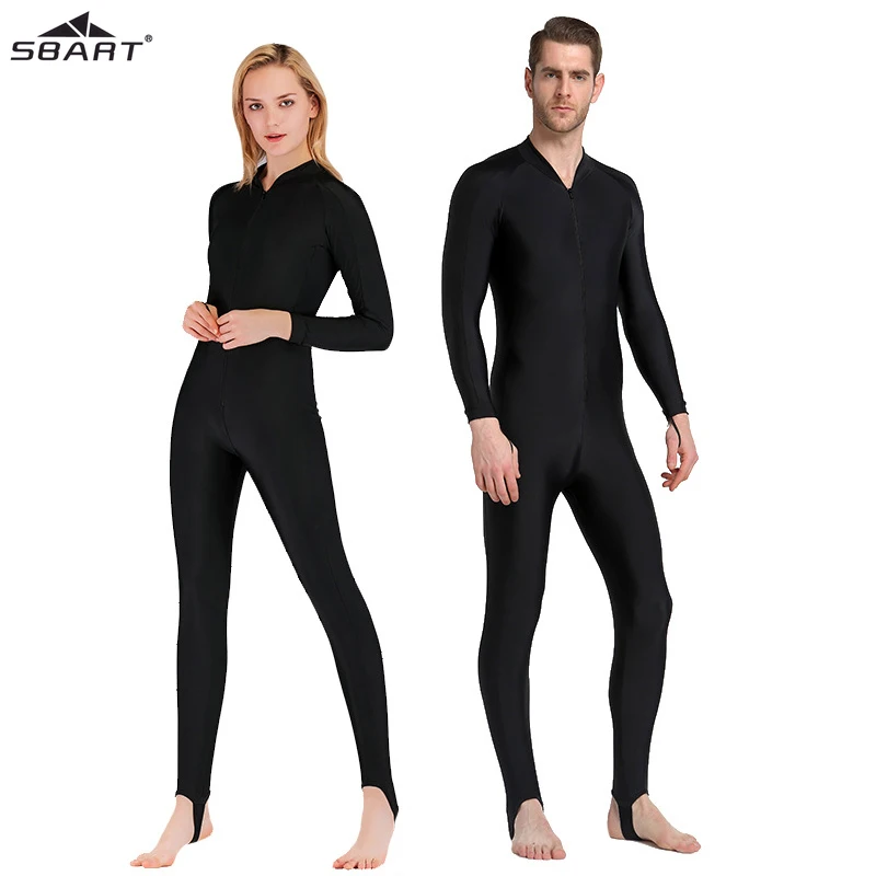 

SBART UPF 50+ Lycra rash guard men women Black full body one piece swimwear long sleeve Diving Wetsuit surf Suit Sun Protect