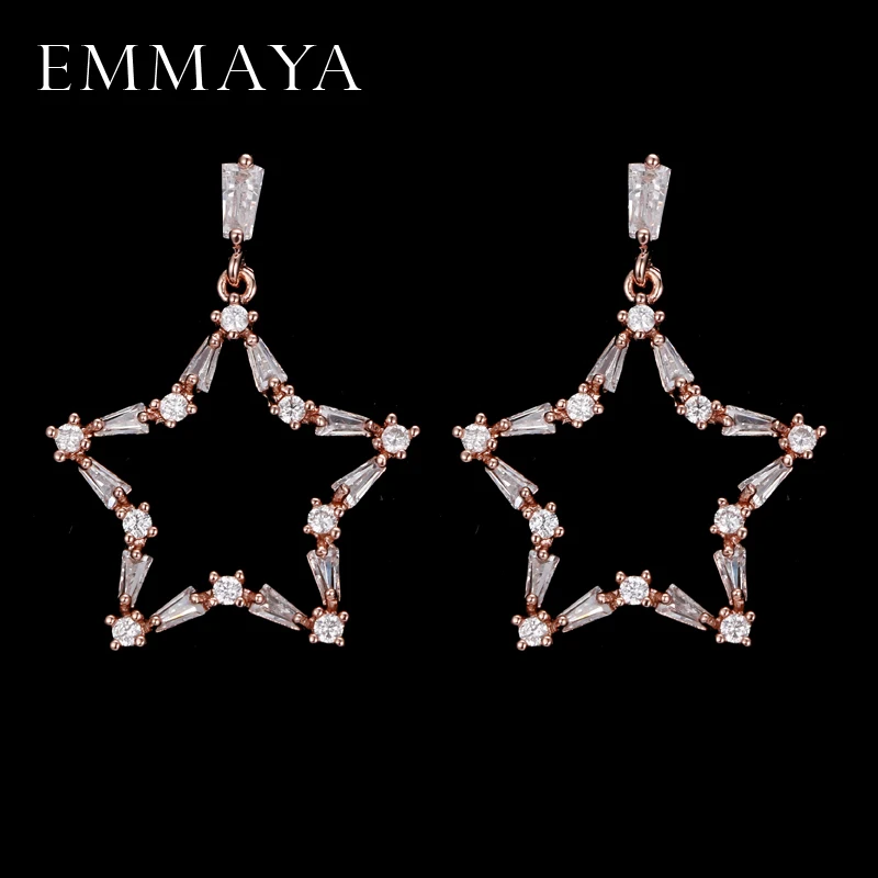 Серьги гвоздики с пятиконечной звездой EMMAYA для отпуска цвет под розовое