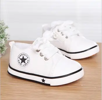 

Summer Spring Canvas Children's Shoes Star Fashion Sneakers Kids Lace-up Casual Shoes For Girls Boys Black Withe Red