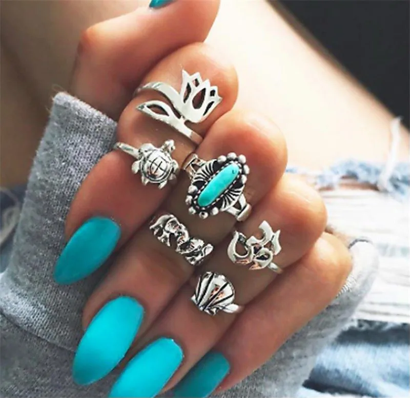 Bohemia-Antique-Gold-Silver-Elephant-Flower-Rose-Heart-Crown-Carved-Rings-Set-Knuckle-Finger-Midi-Ring (4)