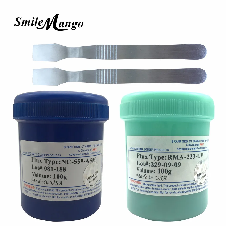 

2pcs/lot NC-559-ASM+RMA-223-UV poaste of no-clean type used to solder bag and welding tools+Scraper