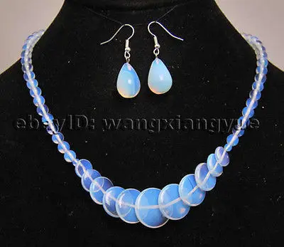 

HOT SELL - >Rare Fashion Sri Lanka Moonstone Beads pendants necklace Earrings Set (A0425) -Top quality free shipping