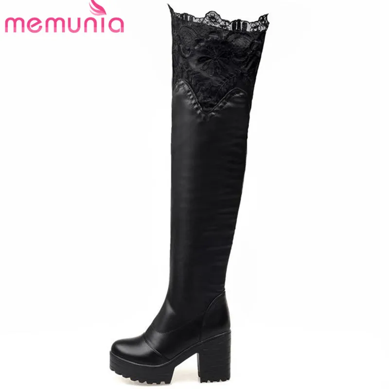 

MEMUNIA 2018 new fashion thigh high over the knee boots women zipper solid colors platform boots high heels autumn shoes woman