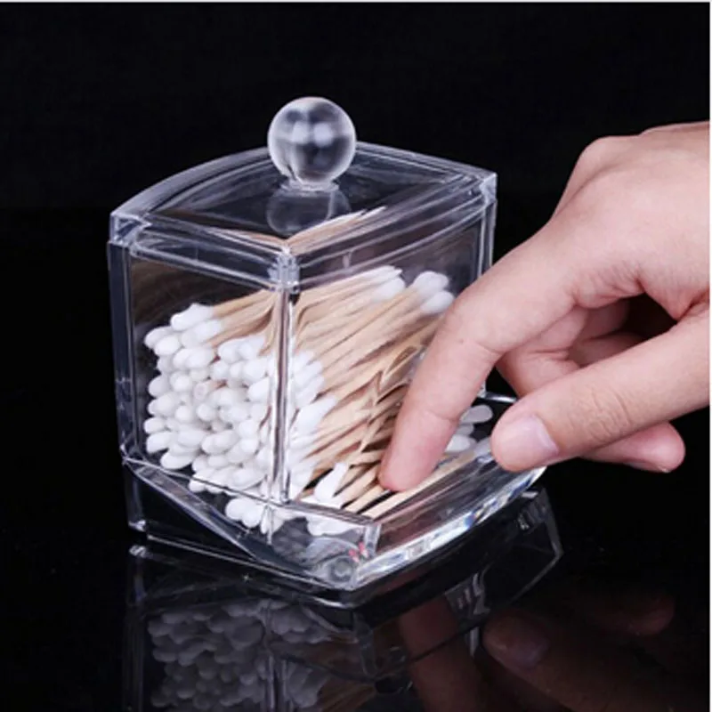 Cotton Swab Box Clear Acrylic Q tip Box Cotton Bud Stick Storage