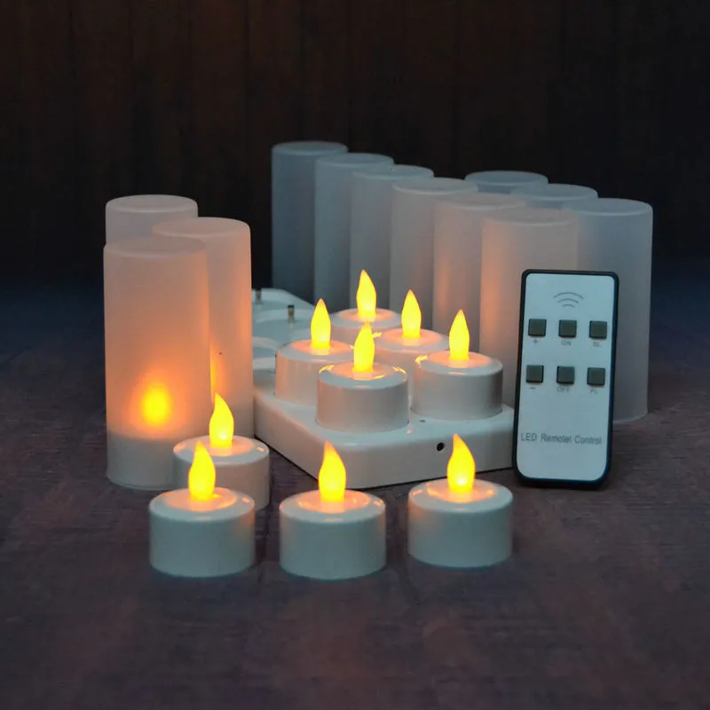 12pcs/Set LED candle Remote controlled frosted Rechargeable Tea Light