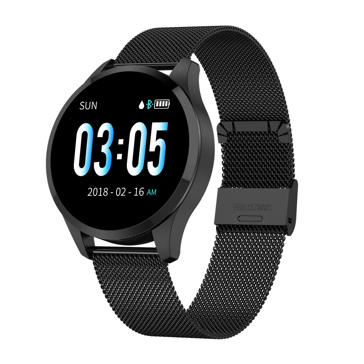 

1.3 inch Q9 Smart Watch Adult Waterproof HR Sensor Blood Pressure Monitor Fashion Fitness Tracker Smartwatch with Steel strip