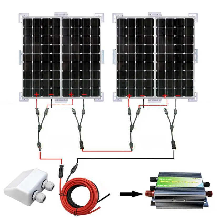 

400W SOLAR SYSTEM 4PCS 100W MONO SOLAR PANEL CHARGE 12V HOME CAMPER RV OFF GRID