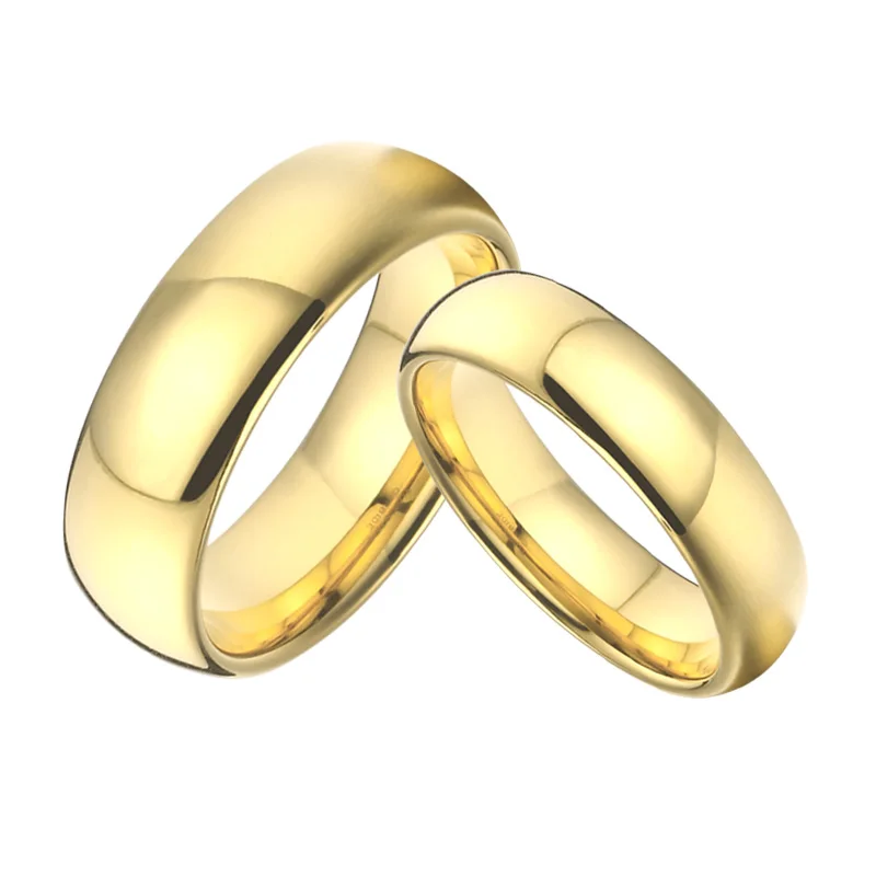 Классические обручальные кольца для мужчин и женщин из карбида вольфрама, подарок золотого цвета