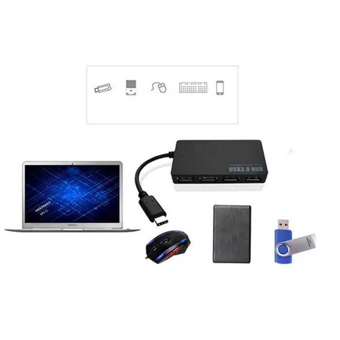 Портативный Мультифункциональный Тип C до 4 USB белый, черный 3,1 модуль с разъемами USB 10 см/3,9 дюйма 5GP/S сплиттер