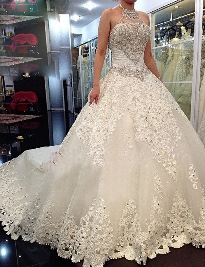 

Vestido De Noiva 2016 Princess Wedding Dress Luxury Crystal Bridal Gowns With Long Train Luxo Cristal vestidos de Noiva