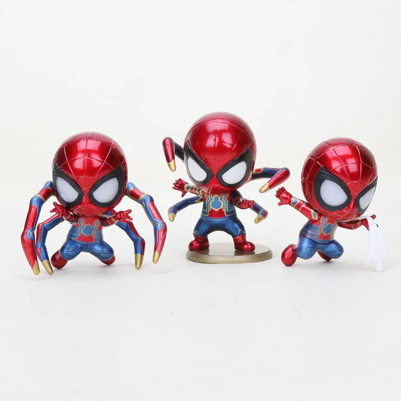 9-10 см игрушки Marvel Мстители Бесконечность войны светильник Железный человек Человек-паук ПВХ Фигурки Человек-паук качающаяся голова модель игрушки