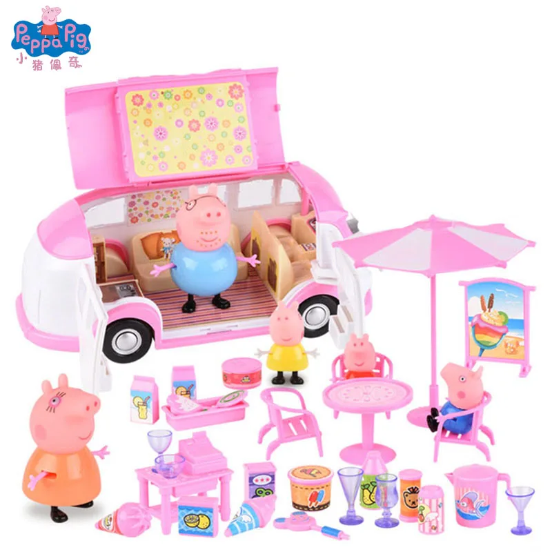 Свинка Пеппа Джордж игрушки автомобиль обеденный автомобиль Набор Фигурки оригинальные аниме игрушки для детей мультфильм игрушки для детей подарок на день рождения