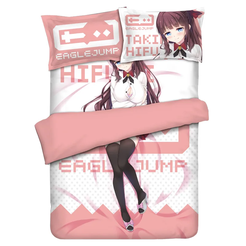 

New Game Takimoto Hifumi Anime Otaku Bedding Linen Bedding Set Bed Sheet or Duvet Cover with Two Pillow cases