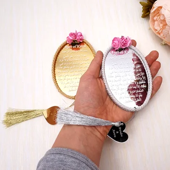 

Custom Made 5pcs Oval Shape Mirrored Invitation Card Wedding DIY Crafts Guest Gifts with Tassel Party Decoration