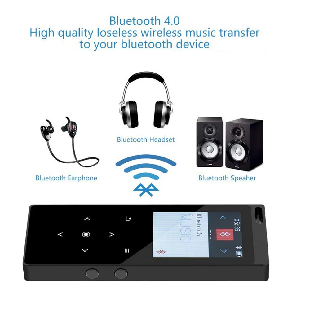 Bluetooth4.2 mp4 Player com Speaker 16GB Metal Corpo de Toque Chave hifi Lossless Leitor de Música com rádio FM