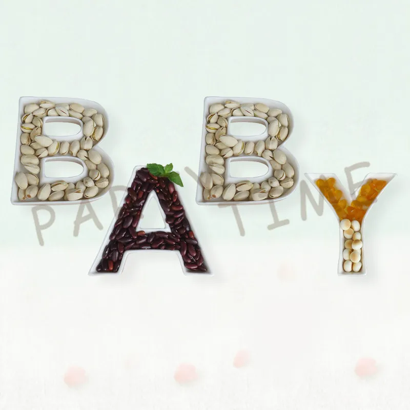 Ceramic Baby Plates, Party Serving Dish, English Alphabet Letter Shape