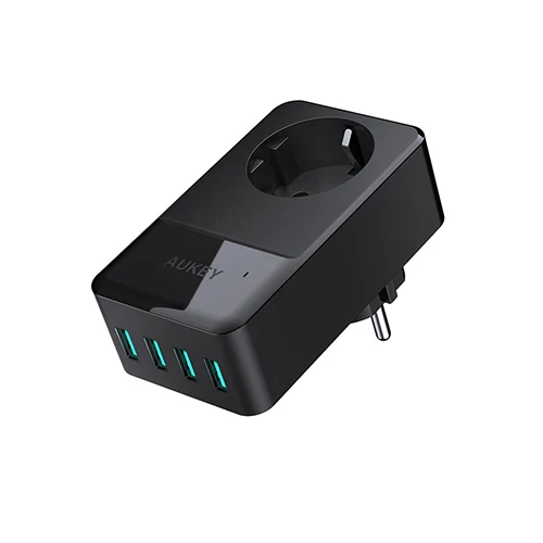 Зарядное устройство Aukey для путешествий, мульти USB, 4 порта, адаптер для мобильного телефона, умное настенное зарядное устройство, быстрая зарядка для телефона со встроенной Европейской розеткой - Тип штекера: PA- S12