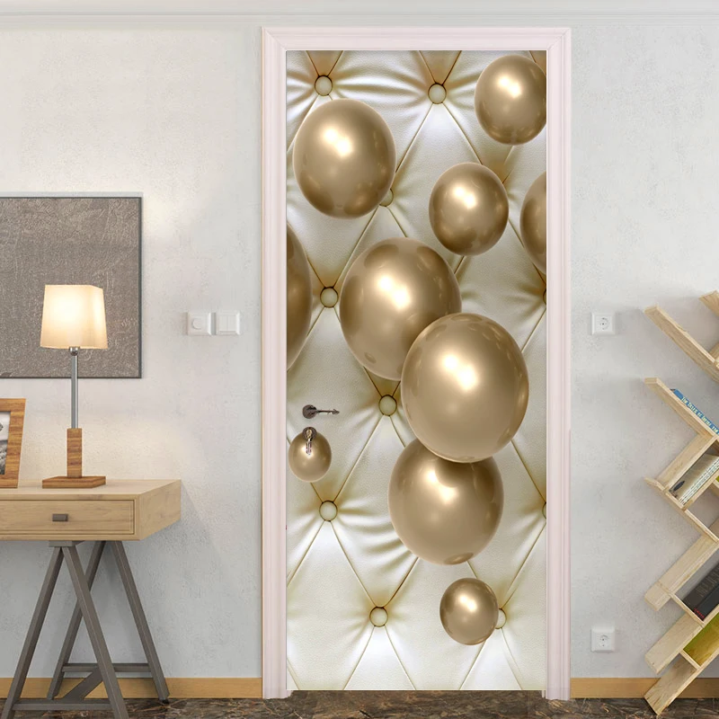 European Style 3D Stereo Golden Ball Photo Murals Wallpaper Living Room Bedroom Hotel Luxury Door Sticker Creative DIY Wallpaper