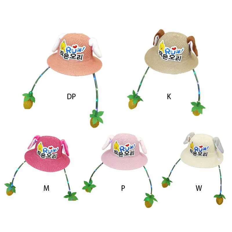 Модные летние детские головные уборы для девочек, шапки-ведерки с мультяшным принтом, кепки с светодиодный фальшивой тесьмой, двусторонний
