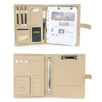 

A4 classic leather manager folder document file folder with clip solid button calculator magnetic snap