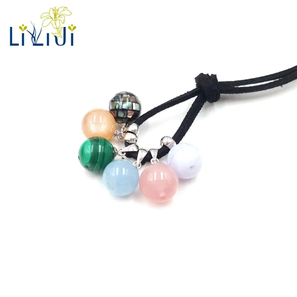 

Lii Ji Aquamarine Rose Quartz Sunstone Malachite Blue Lace Agate Abalone Shell Gem 925 Sterling Silver Pendant Jewelry Nice Gift