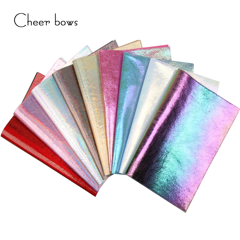 

Cheer bow Rainbow Faux Synthetic Leather Burst Crack DIY Decorative Garment HairBow HandBag Shoes Synthetic Leather Fabric Sheet