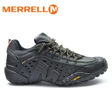 Merrell мужской светильник из натуральной кожи, уличная спортивная обувь для пешего туризма, v-образная подошва, все черные кроссовки для кросса, альпинизма, 39-45