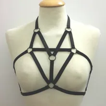 2016 New pastel goth women Elastic chest strap belt cage frame bust body harness bra O ring body harness lingerie top retail