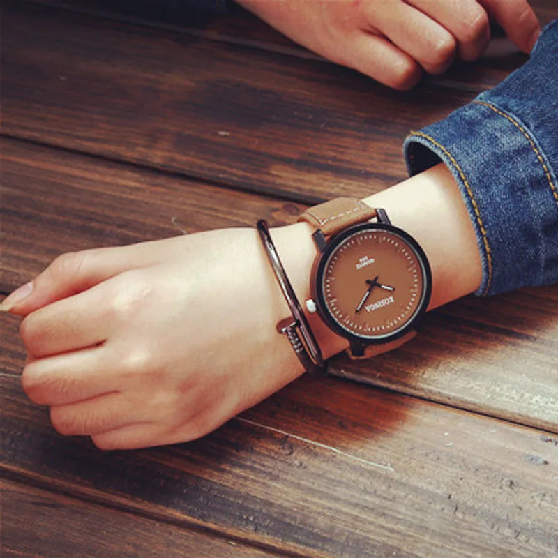 

Reloj HOT 2018 NEW Watch Fashion Round Steel Case Men women Leather Quartz Business Ladies Women Watches Montre Femme