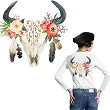 

large patch flower cow ox iron sticker patches for clothing heat transfer for T-shirt jeans diy accessory patch surper washable