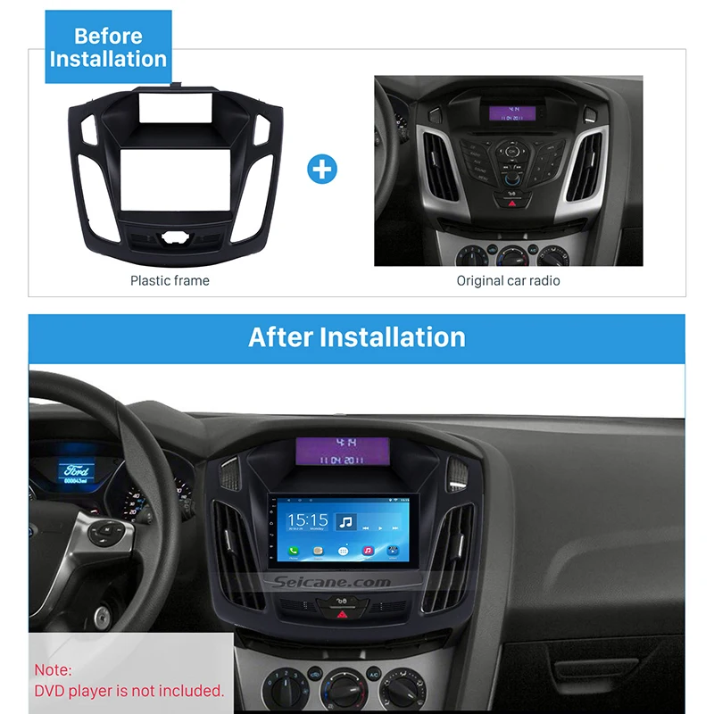 Seicane 2 DIN 173*98 мм Черный Автомобильный fm-радио фасции для 2011 2012 2013 Ford Focus Install Dash Trim Kit аудио рамка панель