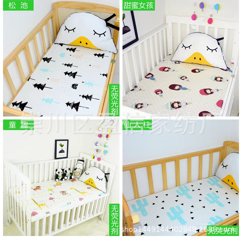 Простыня для детской кроватки, хлопок, мягкий матрац для кровати, защитный чехол, мультяшное постельное белье для новорожденных, размер 130*70 см EY134A
