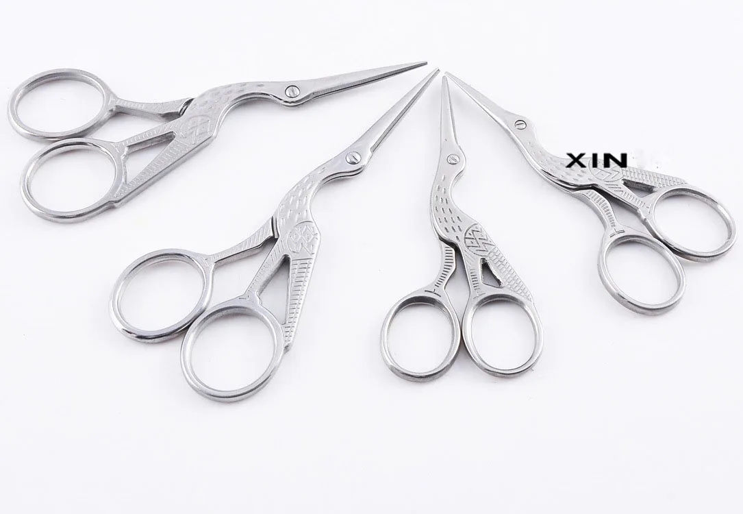 Vintage Mirror light Stainless Steel Crane Shape Stork Embroidery Sewing Retro Craft Shears CrossStitch Scissors Big size