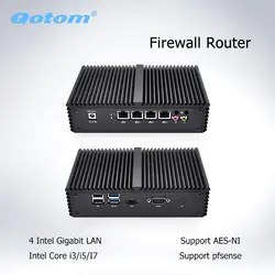 Qotom Мини ПК Barebone 4 Lan микро ПК AES-NI двухъядерный i5 i3 PFsense брандмауэр Мини компьютер Linux Ubuntu безвентиляторный мини-ПК, сервер