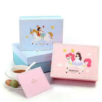 

1pcs Exquisite Prince and Princess Folding Gift Box Baby Shower Birthday Favors Candy Boxes Mini Single Cake Box