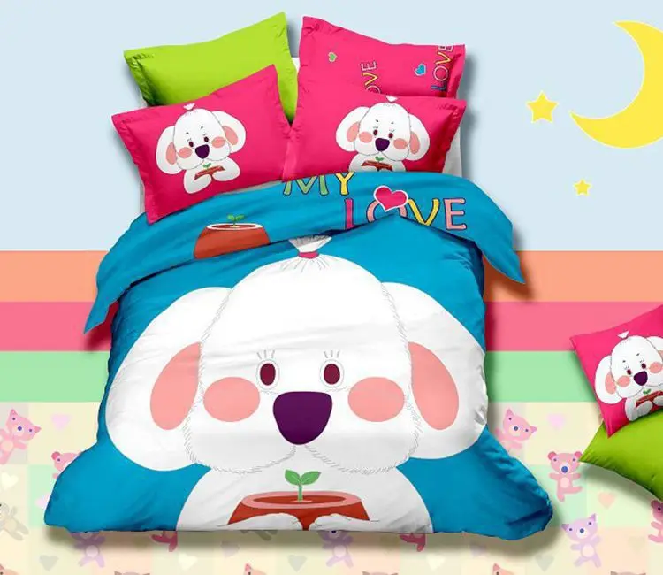 Dog print Kids cartoon bedding sets bedroom bed sets children for queen