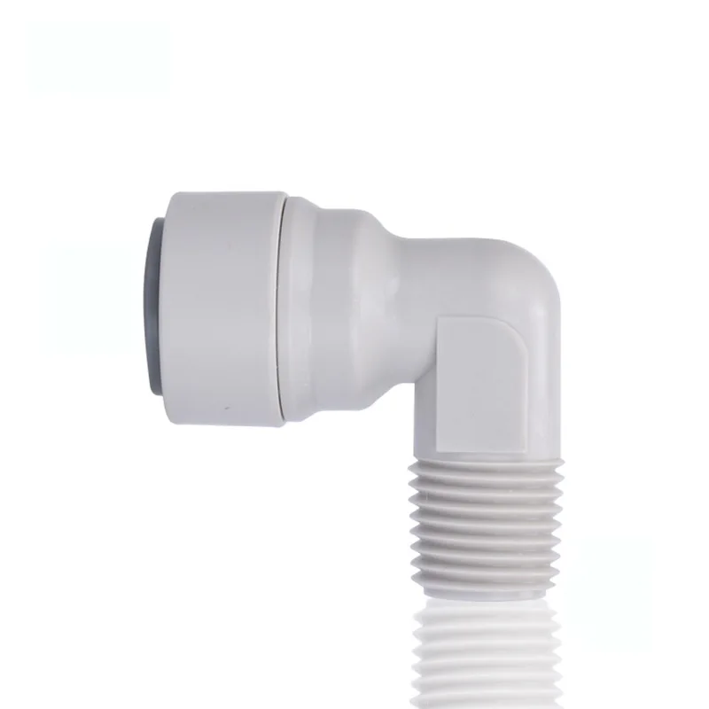 

1/4" NPT Male Thread - 3/8'' OD Tube RO Water Quick Connector Elbow Tight Junction Double Sealing PE Pipe Fitting