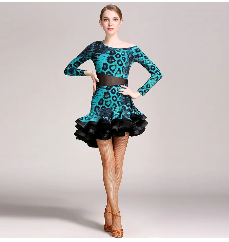 Leopard Латинской Конкурс платье Танцы платье женщин Латинской сальсы платья Samba Танцы костюмы Латинской платье с бахромой Топ и юбка