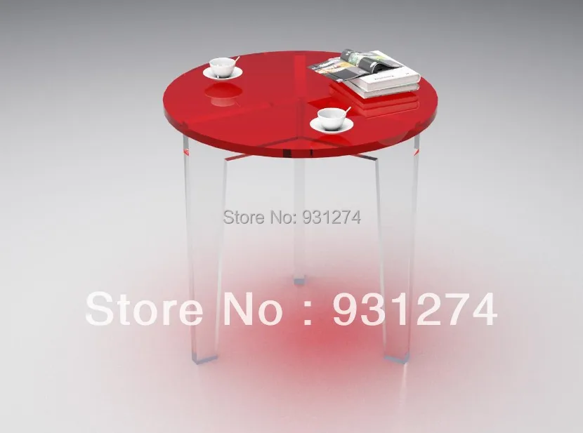 3 LEGS Round acrylic tea tables, Lucite coffee tables, Colored sofa tables